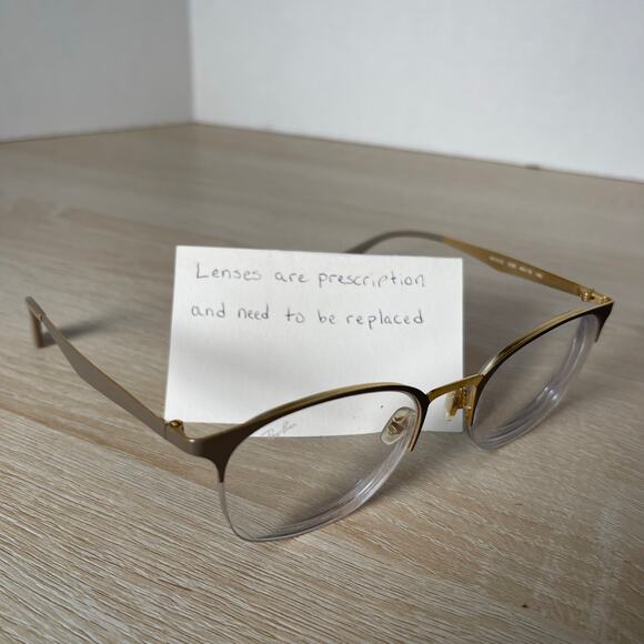 Ray-Ban RB6422 3005 Eyeglasses Half Rim Gold Beige Metal 49-19-140 - Picture 1 of 8